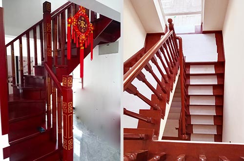 绥滨自建别墅中式实木楼梯全屋定制设计效果图